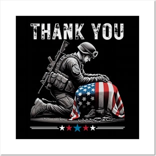 THANK YOU.Distressed Memorial Day Shirt Flag Military Boots Posters and Art